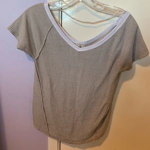 FREE PEOPLE Wide Neck Gray Tee XS